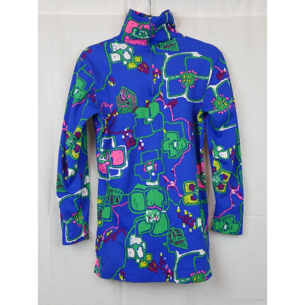 Vintage 60s 70s Mod Minidress Tunic Vivid Colors Women's Size 14